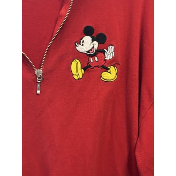 The Disney Store Womans Mickey Mouse Embroidered Long Sleeve 1/4 Zip Shirt Large - Picture 3 of 7